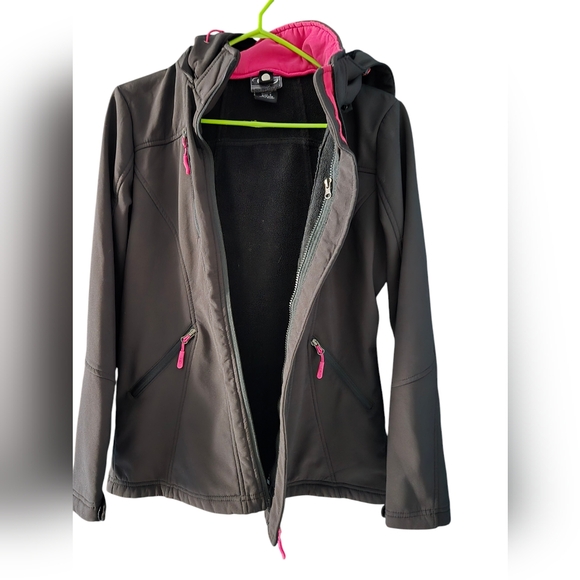 Women's CB Pink & Black Fleece Lined Coat w/ removable hood, Size Small - Picture 4 of 9